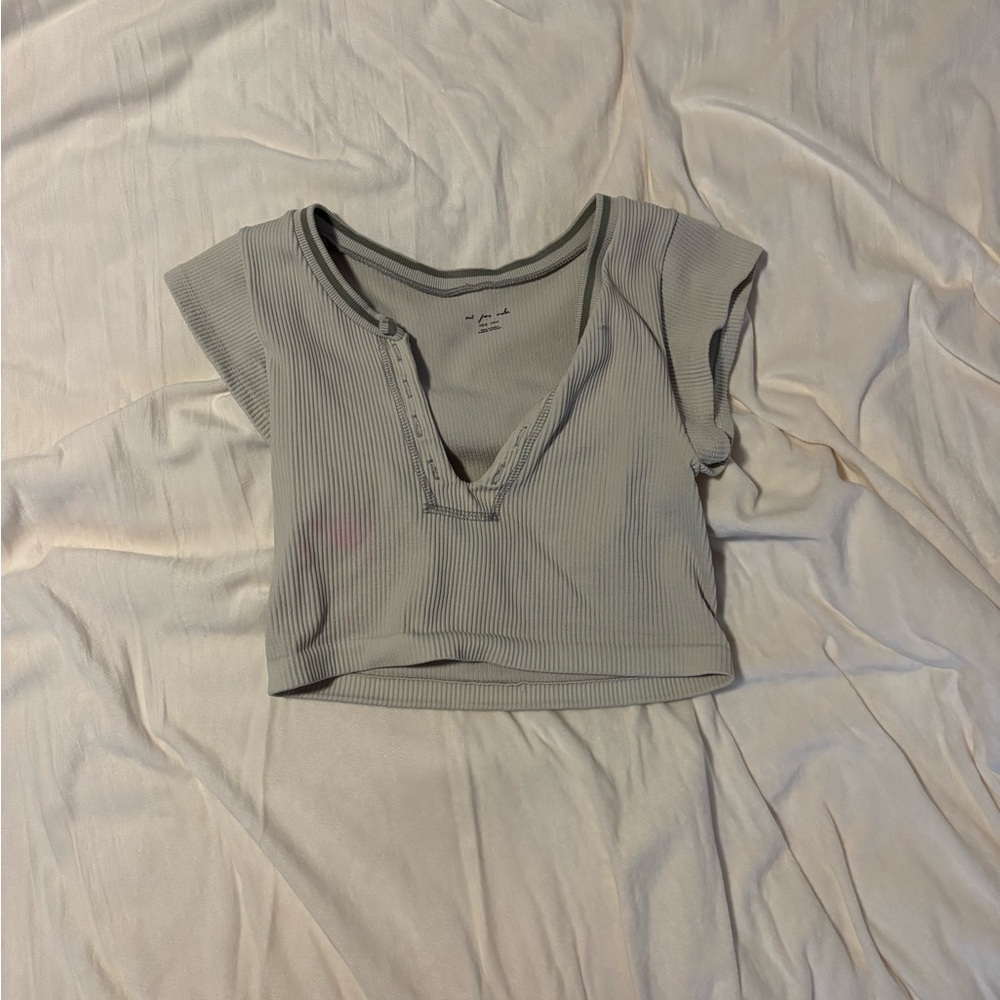 Urban Outfitters Gray Crop Cut Out T-Shirt